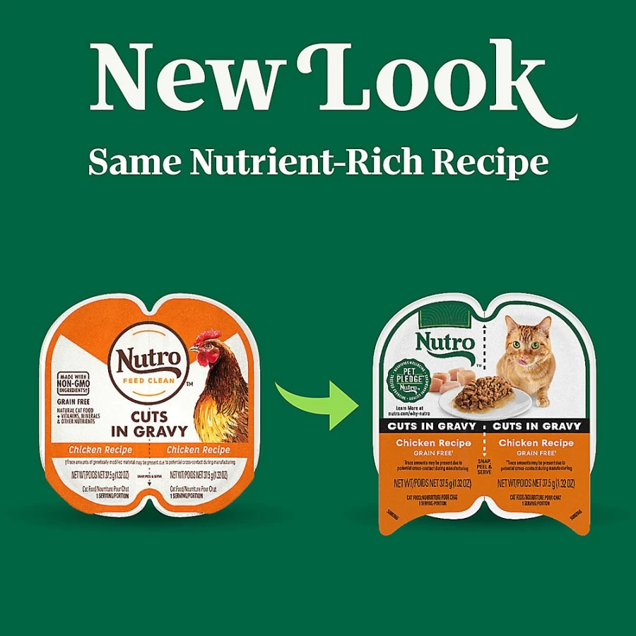 PetSmart Nutro Perfect Portions Grain-Free Adult Wet Cat Food in Gravy - 2.64oz Pouch, Tender Cuts in Savory Sauce