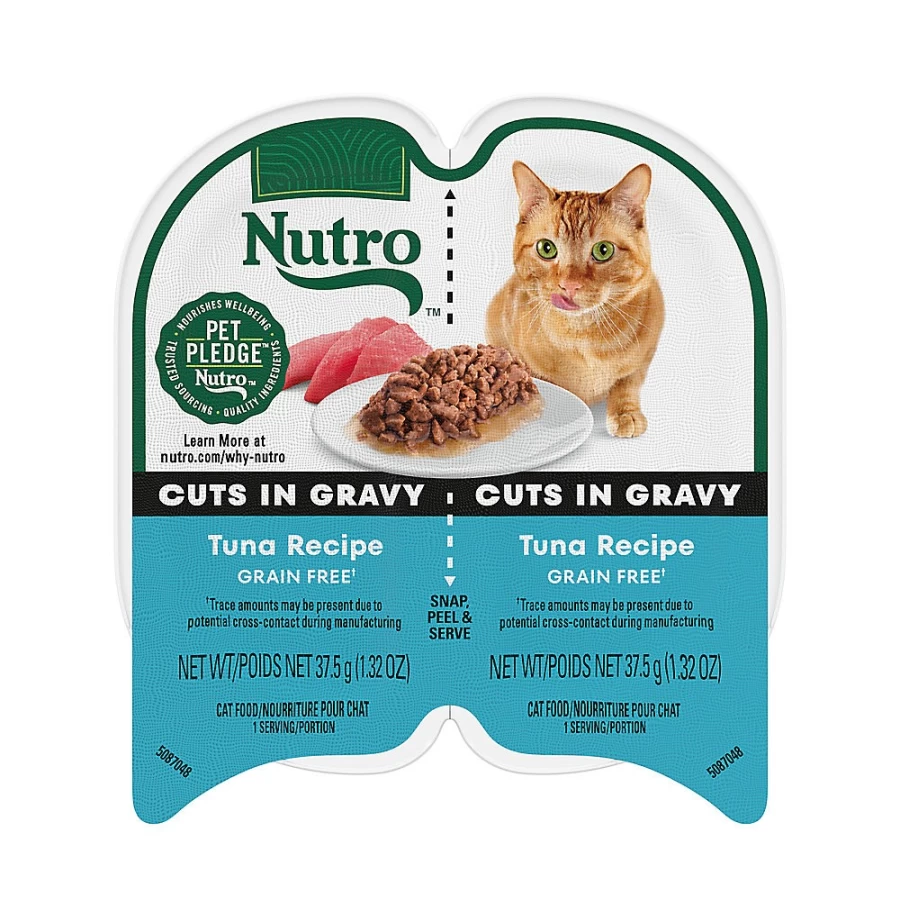 PetSmart Nutro Perfect Portions Grain-Free Adult Wet Cat Food in Gravy - 2.64oz Pouch, Tender Cuts in Savory Sauce