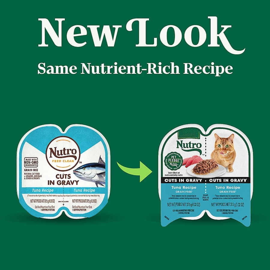 PetSmart Nutro Perfect Portions Grain-Free Adult Wet Cat Food in Gravy - 2.64oz Pouch, Tender Cuts in Savory Sauce