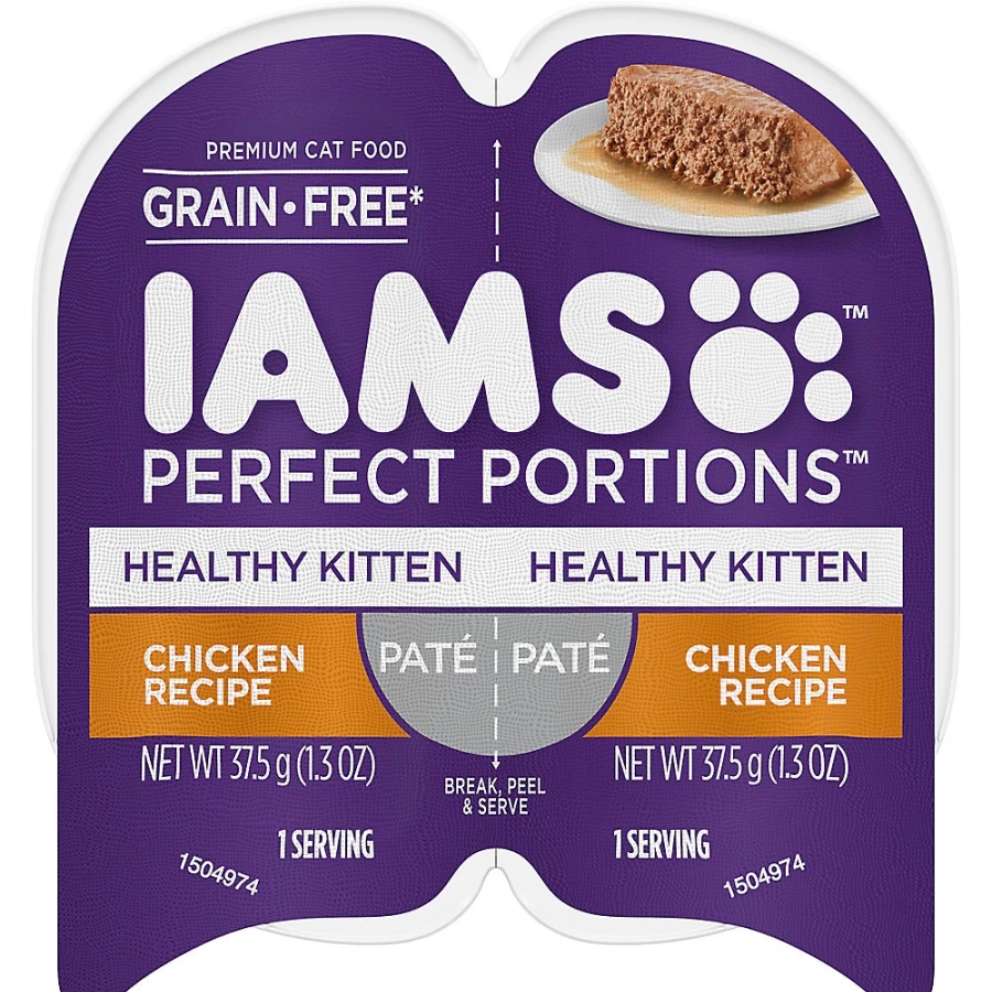 PetSmart Healthy Kitten Wet Cat Food Pate - IAMStrade Perfect Portions, 2.6 Oz, Grain-Free High-Protein Meal for Growing Cats