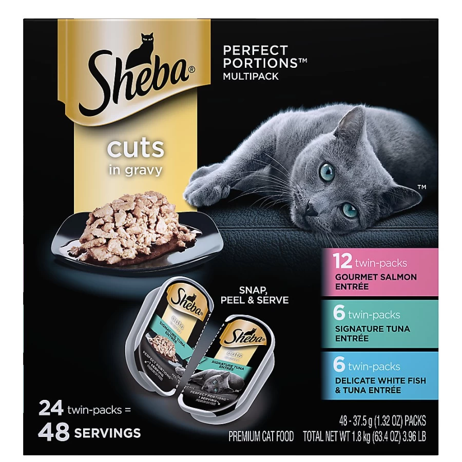 PetSmart Sheba Perfect Portions Adult Wet Cat Food - 24 Count, Tender Cuts in Gravy, Premium Pate for Cats