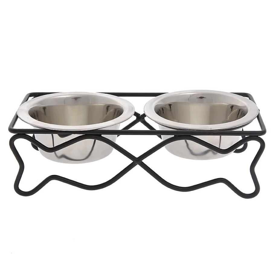 PetSmart Whisker City Double Diner Cat Bowl - 0.5 Cup Capacity Fish Design Pet Food Dish