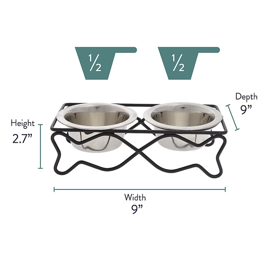 PetSmart Whisker City Double Diner Cat Bowl - 0.5 Cup Capacity Fish Design Pet Food Dish