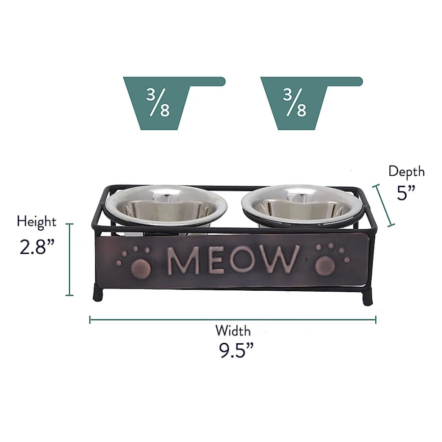 PetSmart Whisker City Double Diner Cat Bowl - 0.5 Cup Capacity for Dry or Wet Food