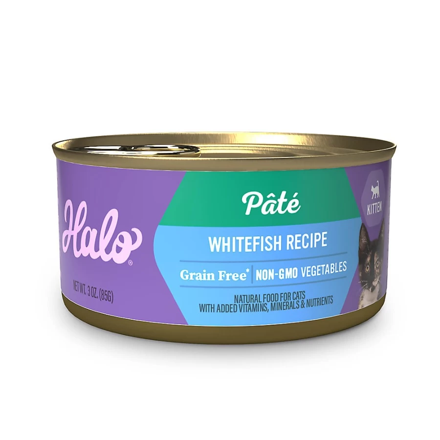 PetSmart HALO Grain-Free Kitten Food - Natural Whitefish Pate Recipe for Healthy Growth