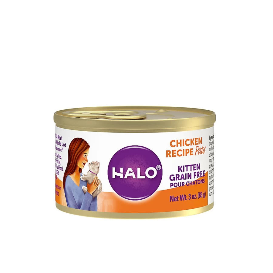 PetSmart HALO Grain Free Kitten Food - Natural Holistic Chicken Recipe Pate for Healthy Growth