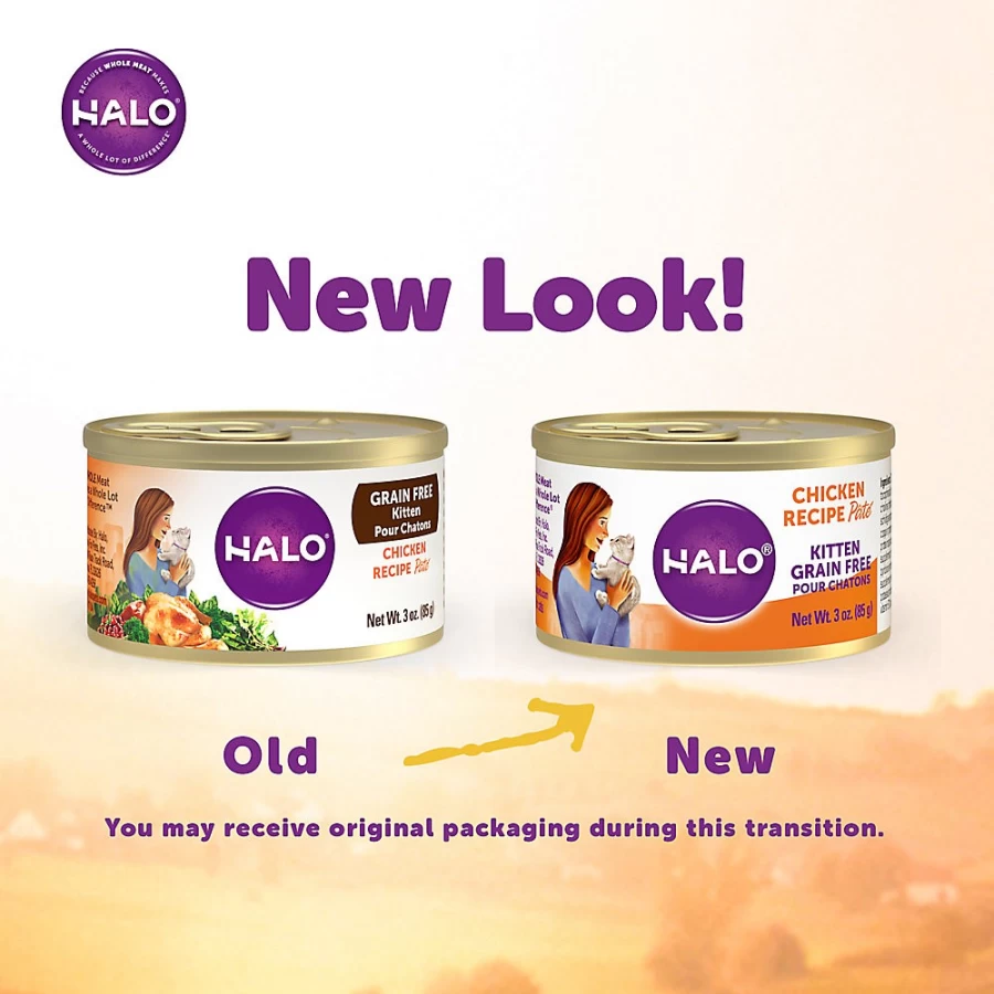 PetSmart HALO Grain Free Kitten Food - Natural Holistic Chicken Recipe Pate for Healthy Cats