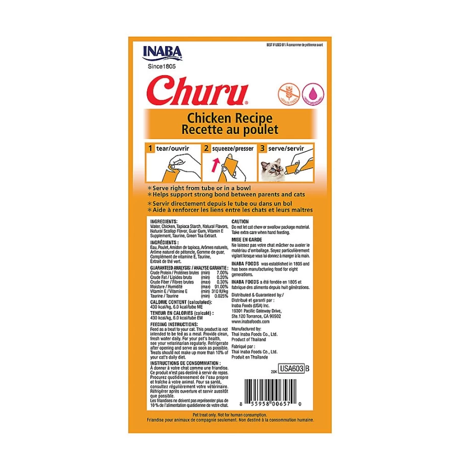 PetSmart Inaba Churu Creamy Chicken Puree Cat Treats - Tasty & Healthy Soft Pate Snack for Cats