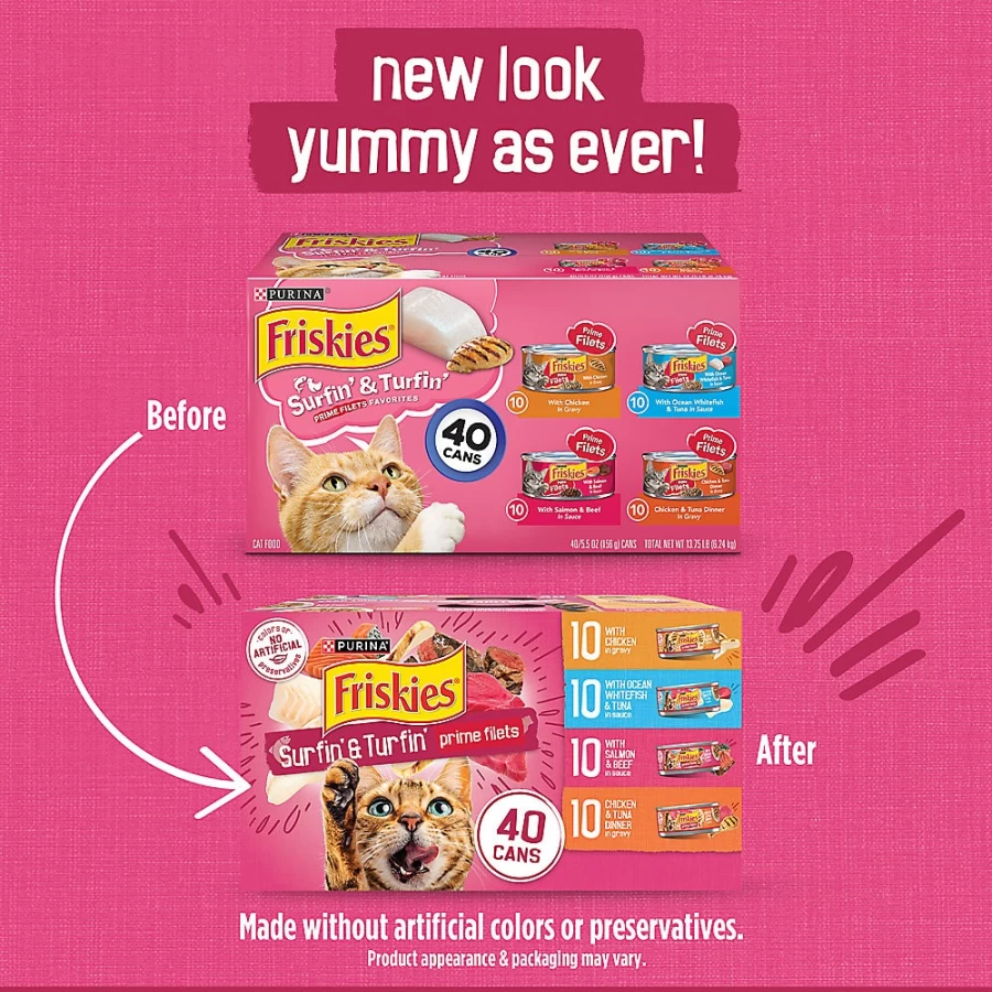 PetSmart Purina Friskies Adult Wet Cat Food, High-Protein Real Meat Recipe, 15.75 lb. Case