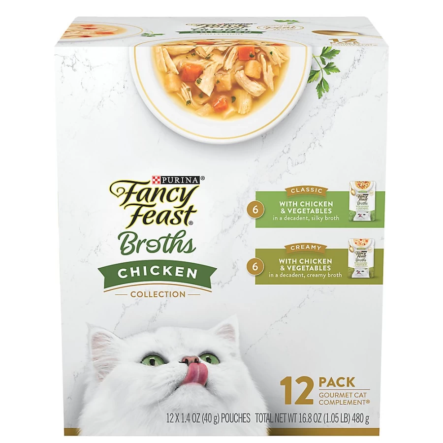 PetSmart Fancy Feast Broths Grain-Free Wet Cat Food for Adults, 21.28 oz., Limited Ingredient Recipe