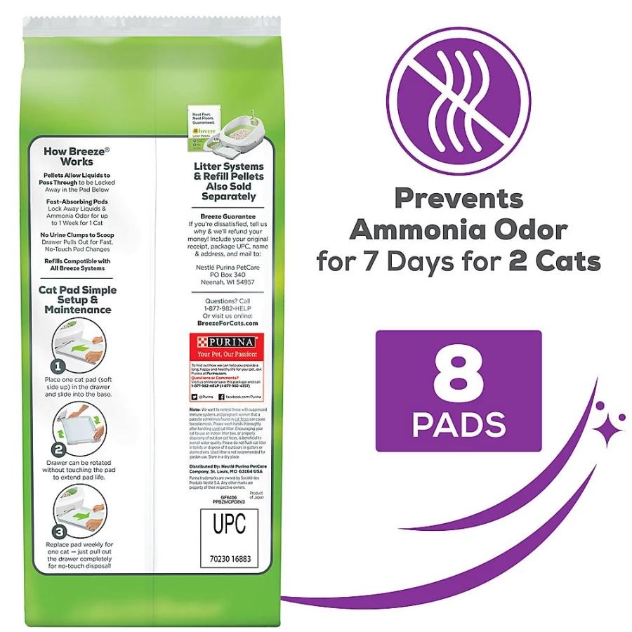PetSmart Purina Tidy Cats Breeze Multi-Cat Litter Box Pad Refills - Odor Control, 4 Count