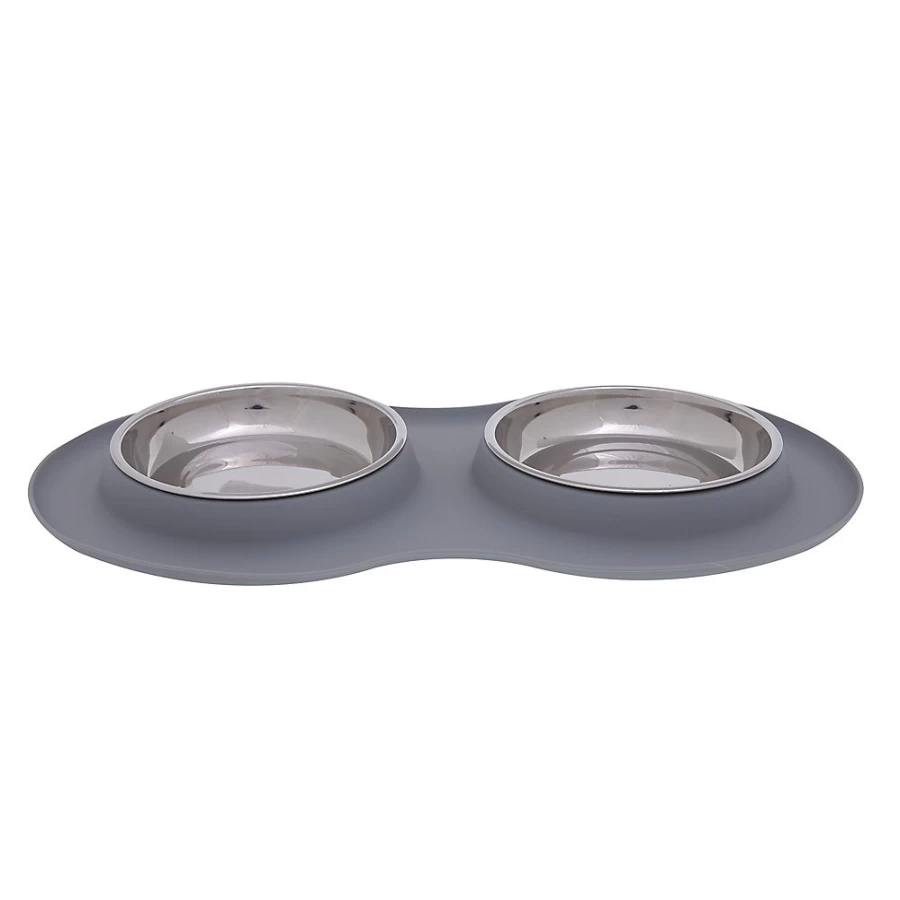PetSmart Whisker City Double Diner Cat Bowl - 0.875 Cup Silicone Non-Slip Mat for Cats