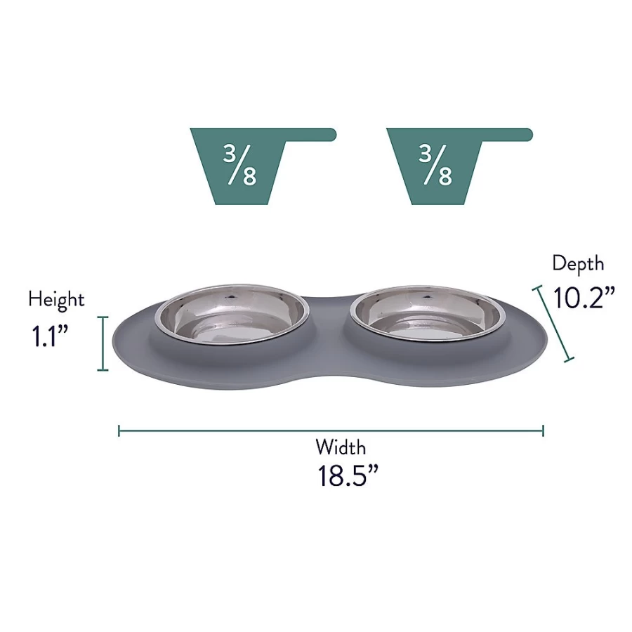 PetSmart Whisker City Double Diner Cat Bowl - 0.875 Cup Silicone Non-Slip Mat for Cats