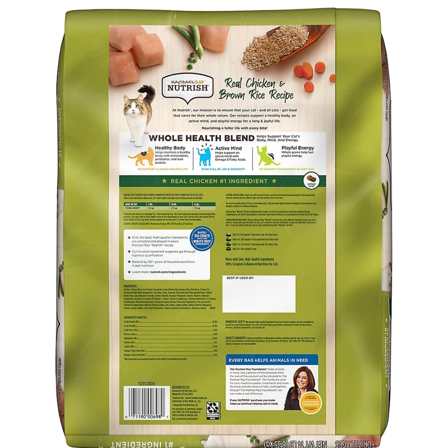 "PetSmart Rachael Ray Nutrish Dry Cat Food - Chicken & Brown Rice Recipe for All Life Stages"