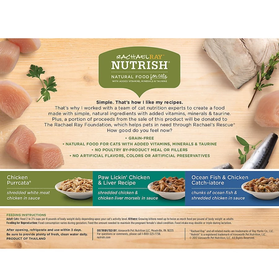 Rachael Ray Nutrish Wet Cat Food - Chicken, Liver & Ocean Fish Recipe | Grain-Free Pate | PetSmart
