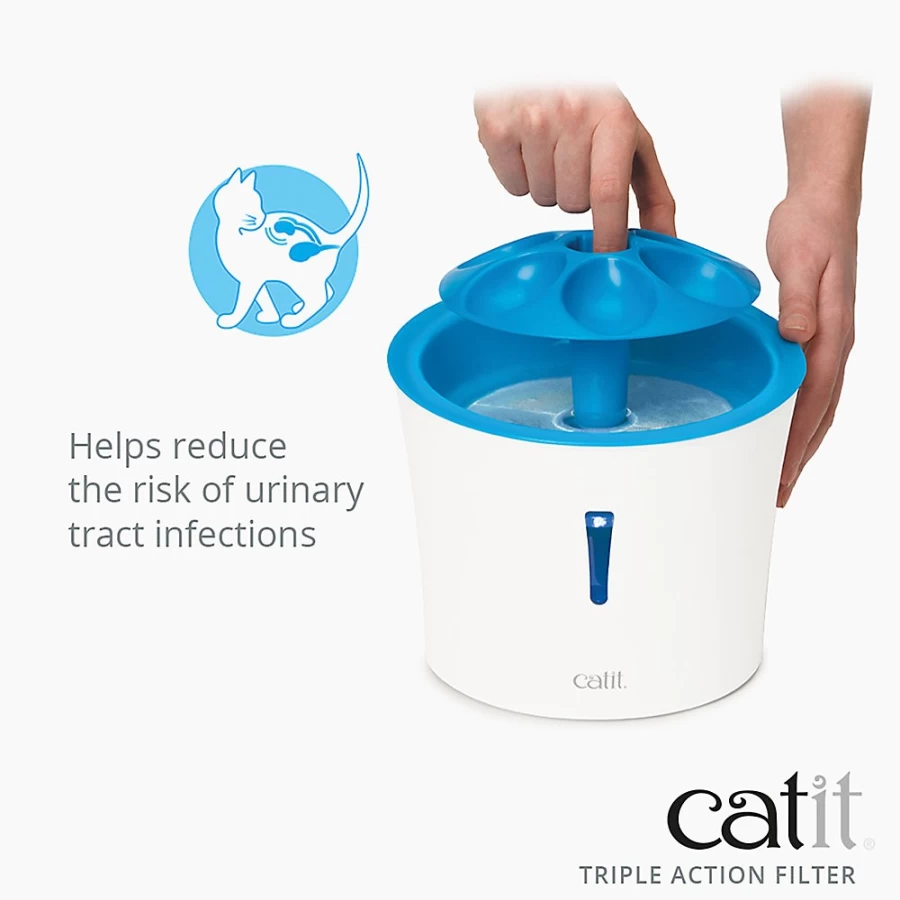 PetSmart Catit Triple Action Water Fountain Filters - 2 Pack Replacement for Cat Drinking Fountain