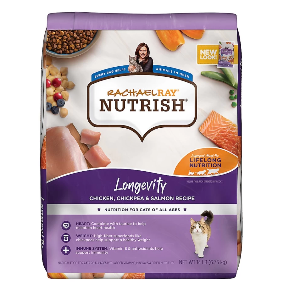 PetSmart Rachael Ray Nutrish Longevity Dry Cat Food - Chicken, Chickpeas & Salmon Recipe for All Life Stages
