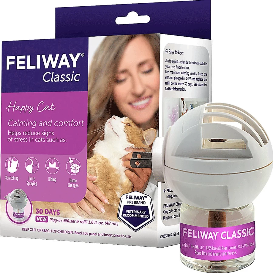 PetSmart Feliway Classic 30-Day Cat Calming Diffuser Starter Kit with 48ml Refill for Stress Relief