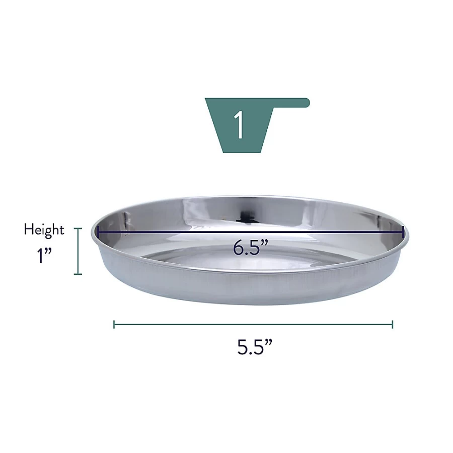 PetSmart Whisker City 1-Cup Stainless Steel Oval Cat Food & Water Saucer Dish