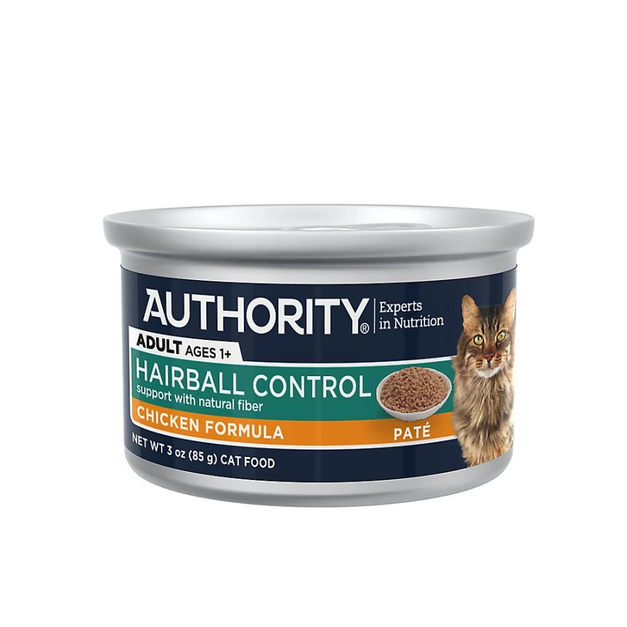 PetSmart Authority Hairball Control Wet Cat Food - 3oz Pate With Grains for Indoor Cats
