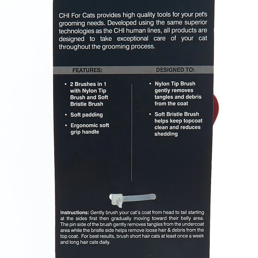 PetSmart CHI for Cats Dual-Sided Pin & Bristle Brush - Grooming Tool for Cats