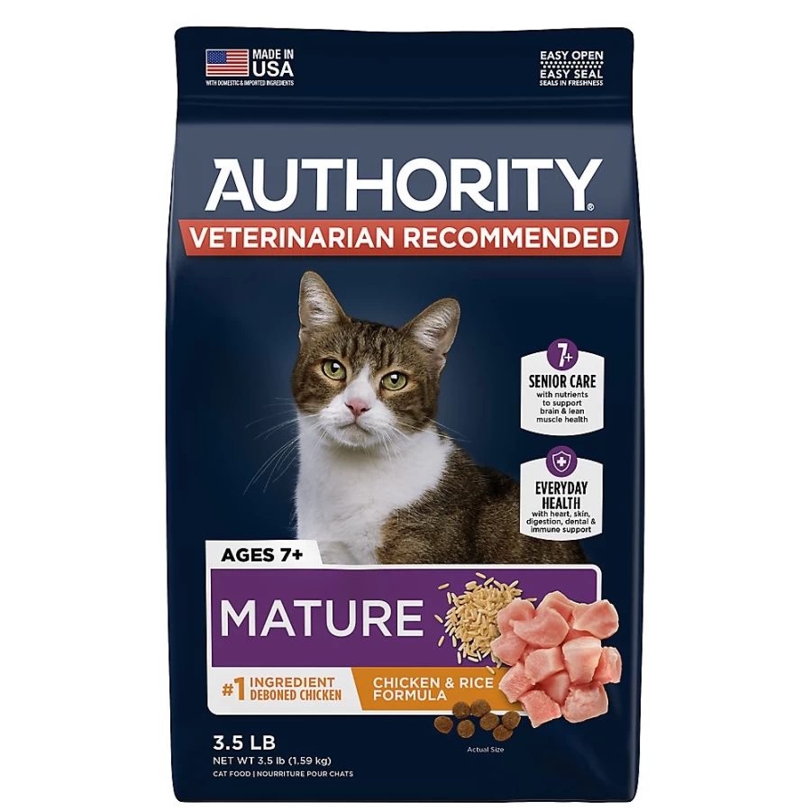 PetSmart Authority Everyday Health Senior Dry Cat Food - Chicken & Rice Recipe, With Grains for Mature Cats