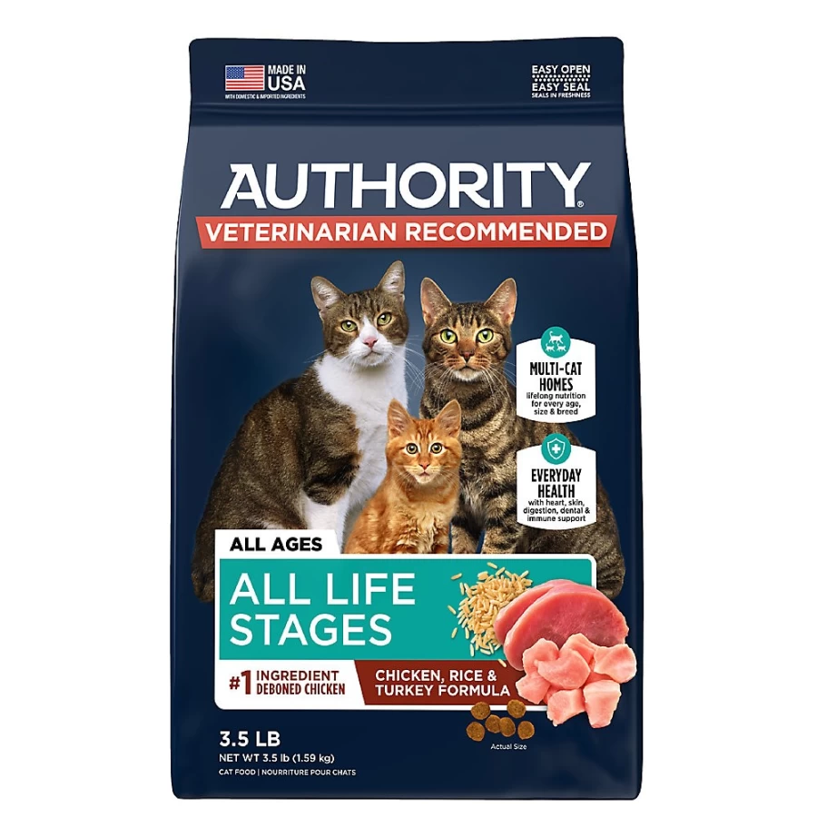 PetSmart Authority Everyday Health Dry Cat Food - Chicken & Turkey Recipe With Rice for All Life Stages