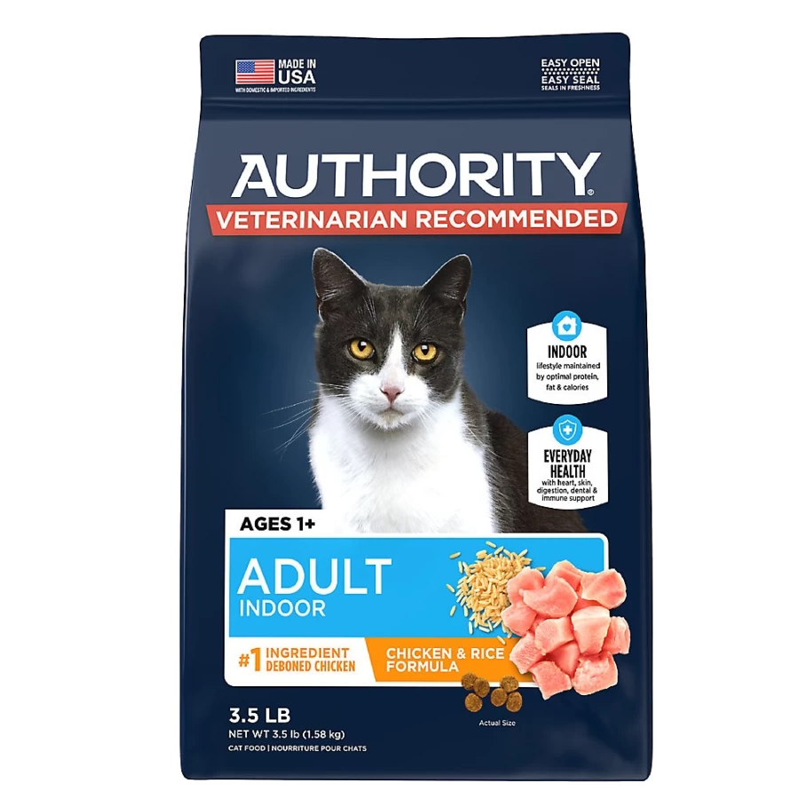 PetSmart Authority Everyday Health Indoor Cat Dry Food - Chicken & Rice Recipe, With Grains for Adult Cats