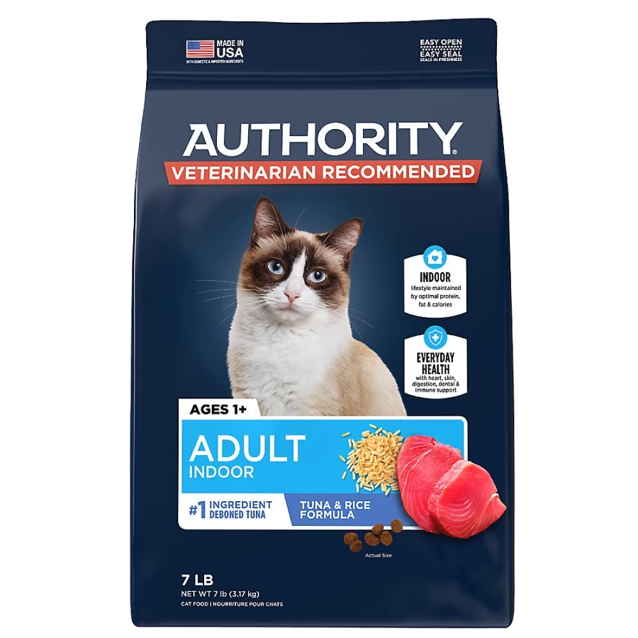 PetSmart Authority Everyday Health Indoor Cat Dry Food - Tuna & Rice Recipe, With Grains for Adult Cats