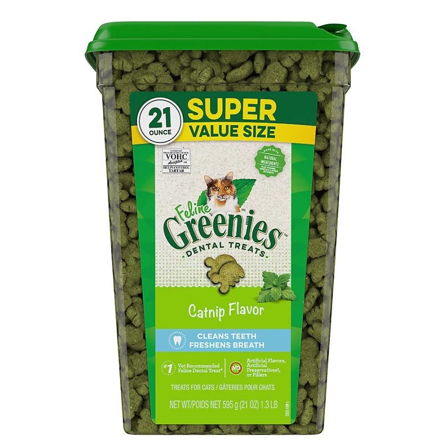PetSmart Feline Greenies Natural Dental Cat Treats for Adult Cats - Freshens Breath & Reduces Tartar