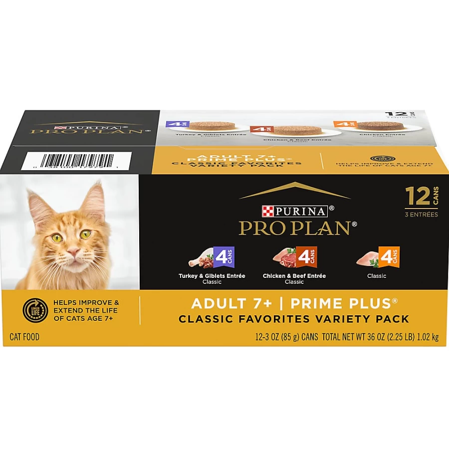 Purina Pro Plan Prime Plus Senior Wet Cat Food Grain Free - Vitamin Enriched, 3 Oz Cans (Pack of 12) | PetSmart