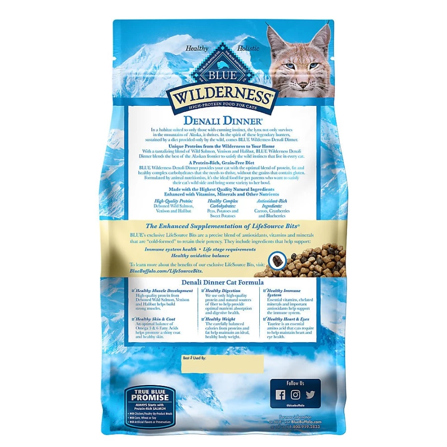 PetSmart Blue Buffalo Wilderness Grain-Free Adult Dry Cat Food with Salmon, Halibut & Venison - High Protein Natural Recipe