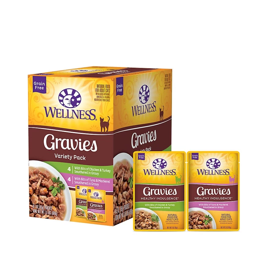 PetSmart Grain-Free Wellness Gravies Adult Cat Food Variety Pack - Wet Cat Food for Optimal Health