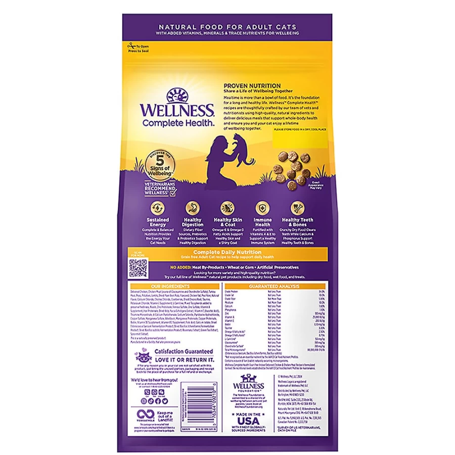 "PetSmart Wellness Complete Health Grain Free Indoor Cat Food - Natural Recipe with Deboned Chicken & Chicken Meal"