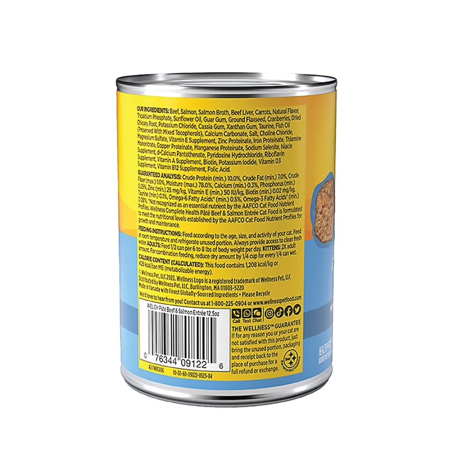 PetSmart Grain-Free Wellness Pate Cat Food with Beef & Salmon - Natural Recipe for Optimal Feline Health
