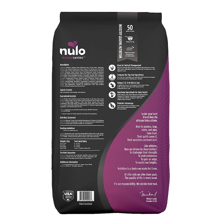 Nulo MedalSeries Hairball Management Adult Dry Cat Food - Chicken & Cod Recipe for Healthy Digestion | PetSmart