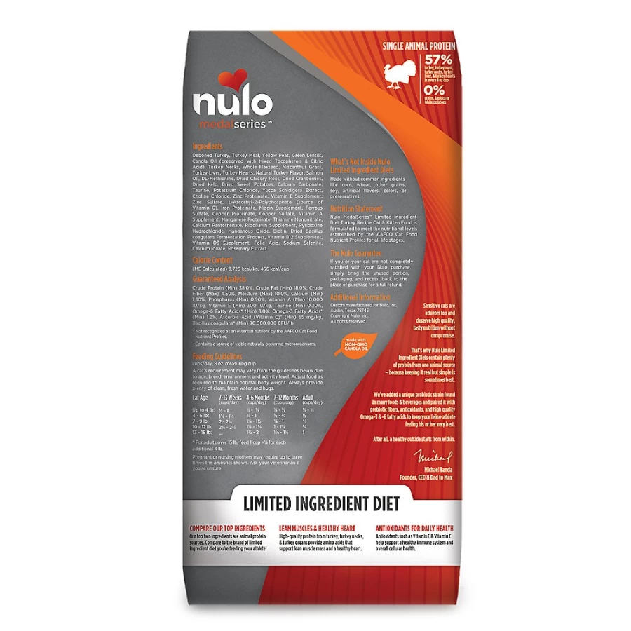 PetSmart Nulo MedalSeries All Life Stages Dry Cat Food with Turkey - High Protein Grain-Free Recipe for Adult & Senior Cats