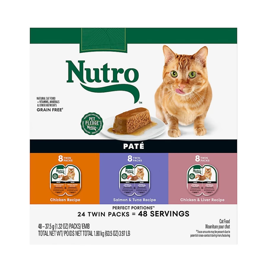 PetSmart Nutro Perfect Portions Grain-Free Wet Cat Food Variety Pack - 24 Count, Tender Chunks for Adult Cats