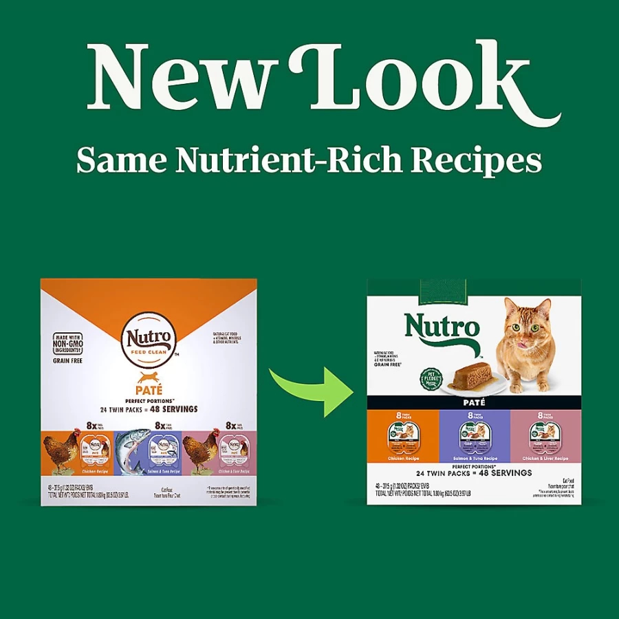 PetSmart Nutro Perfect Portions Grain-Free Wet Cat Food Variety Pack - 24 Count, Tender Chunks for Adult Cats