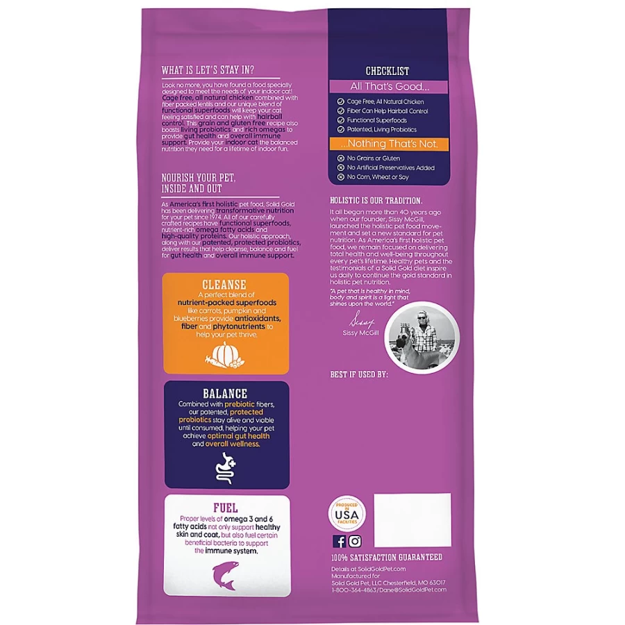 PetSmart Solid Gold Let's Stay In Trade Grain-Free Gluten-Free Indoor Cat Food for Optimal Health