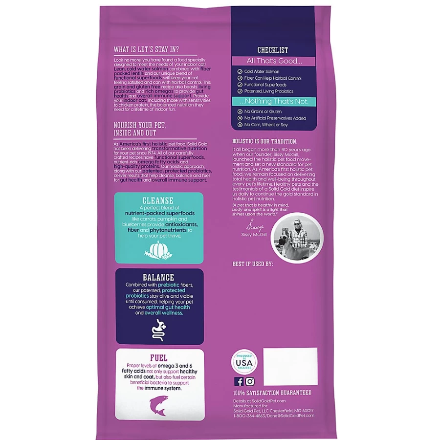 PetSmart Solid Gold Let's Stay In Trade Grain-Free Gluten-Free Indoor Adult Cat Food for Optimal Health