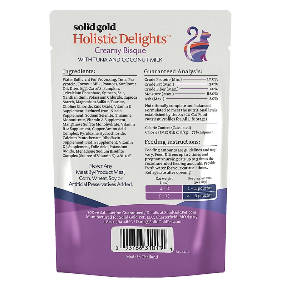 PetSmart Solid Gold Holistic Delights Grain-Free Gluten-Free Creamy Bisque Cat Food for Sensitive Stomachs