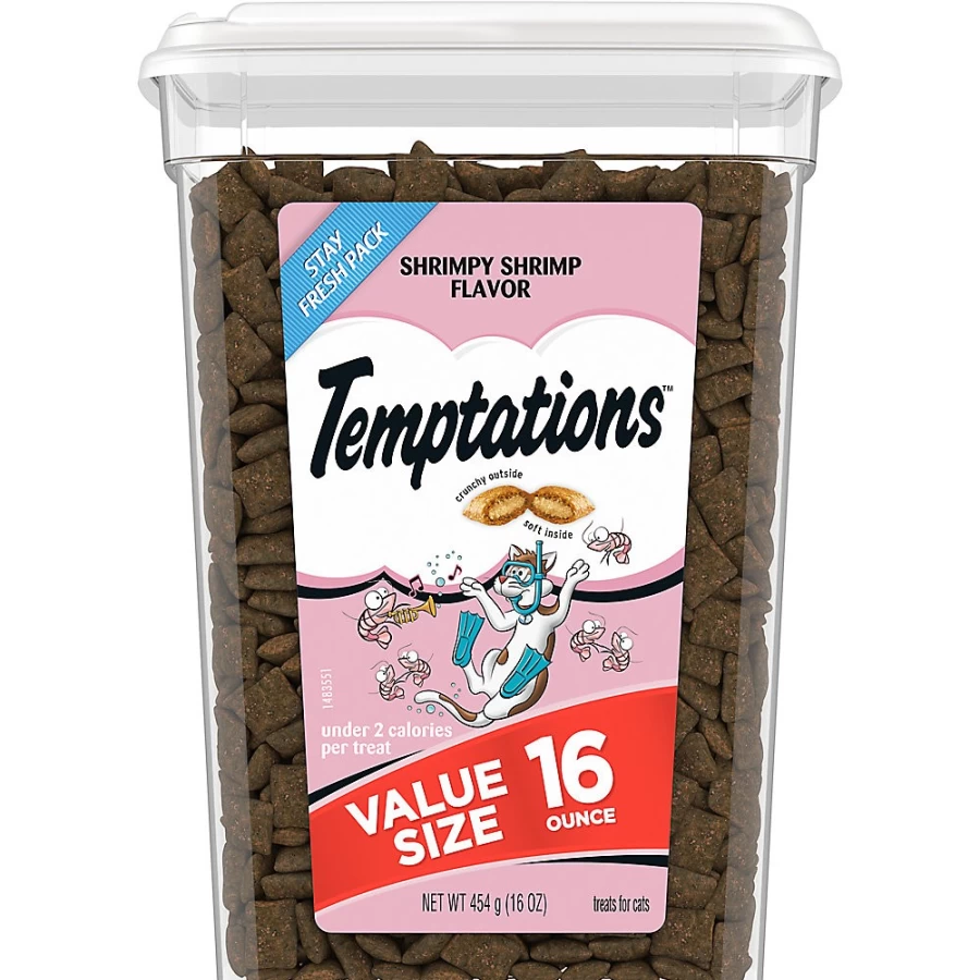 PetSmart Classics Adult Cat Treats - Soft & Crunchy Shrimp Flavor, Temptations Trade Brand