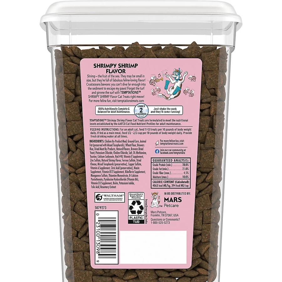 PetSmart Classics Adult Cat Treats - Soft & Crunchy Shrimp Flavor, Temptations Trade Brand