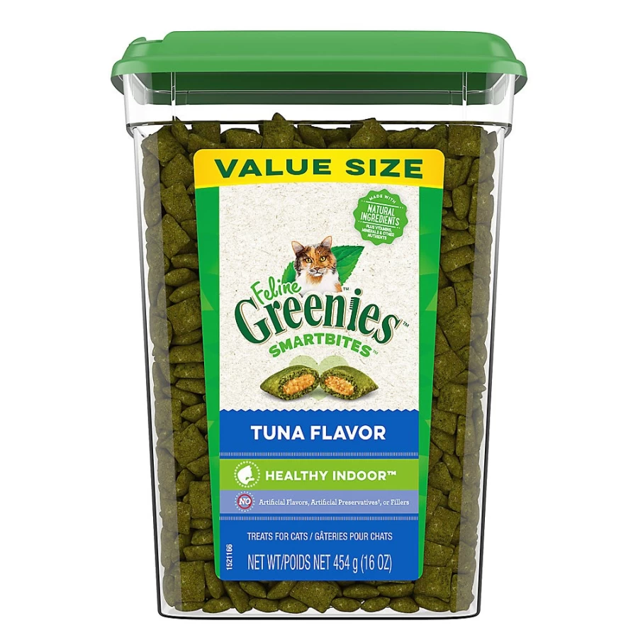 PetSmart Feline Greenies SmartBites Healthy Indoor Adult Cat Treats - Tuna Flavor, Dental Care Snacks for Cats