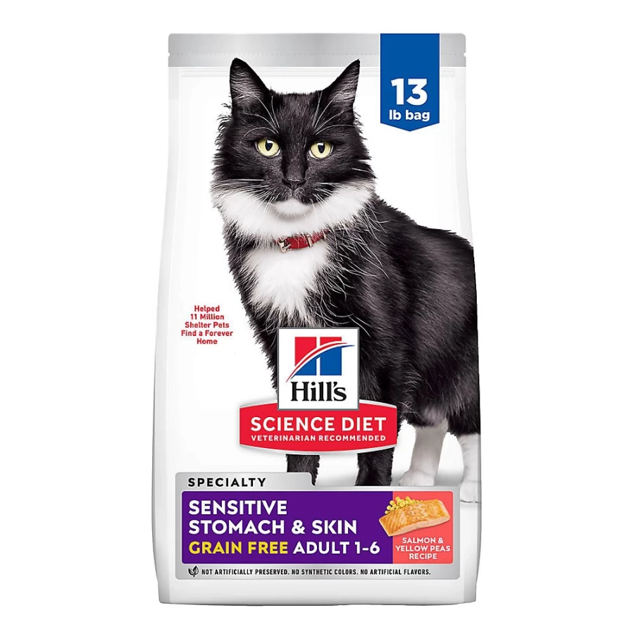 PetSmart Hill's Science Diet Grain-Free Adult Dry Cat Food for Sensitive Stomach & Skin - Salmon Recipe