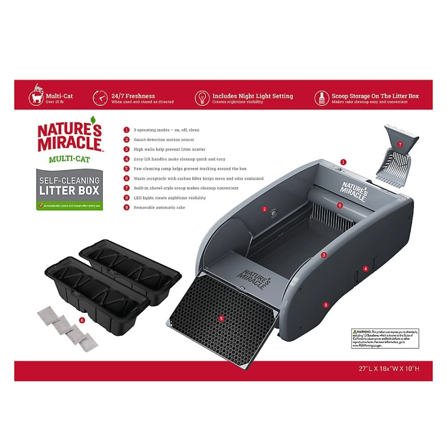 PetSmart Self-Cleaning Litter Box for Multiple Cats - Nature's Miracle Automatic Litter Box