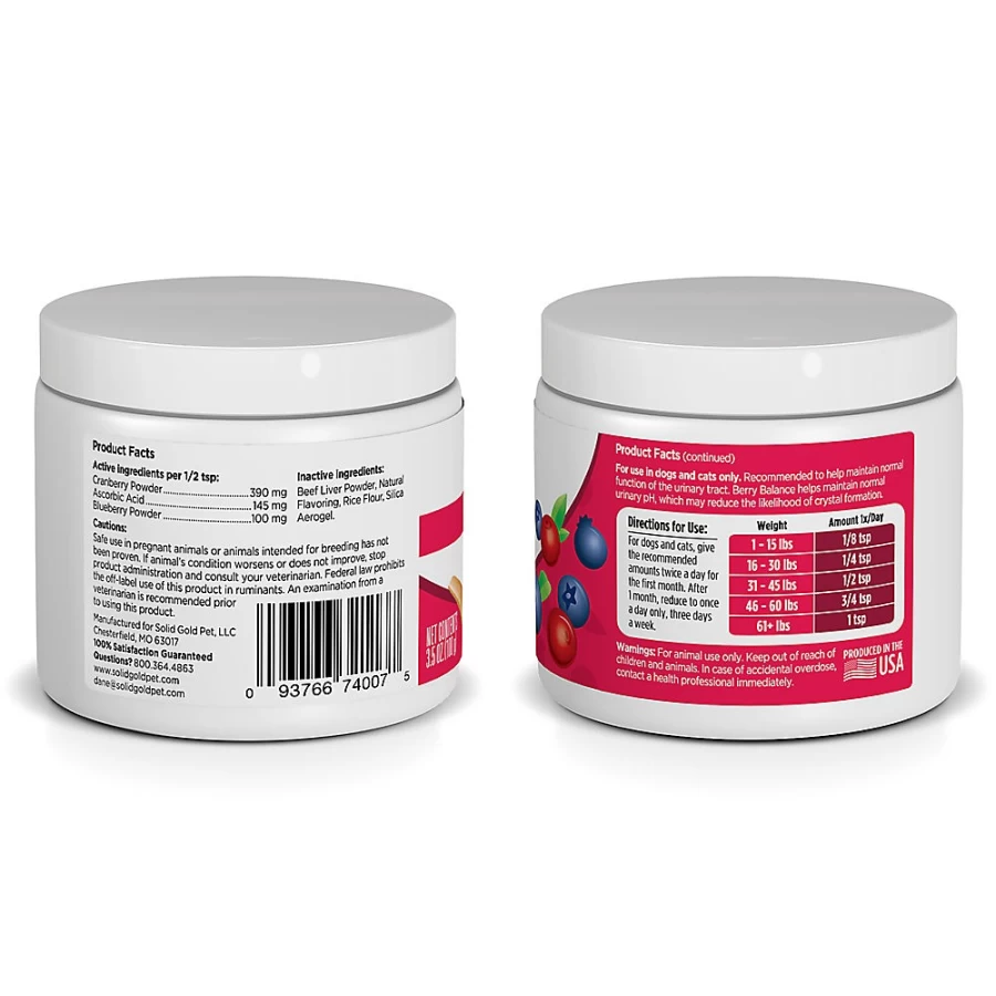 "PetSmart Solid Gold Berry Balance Urinary Tract Health Supplement Powder for Dogs & Cats"
