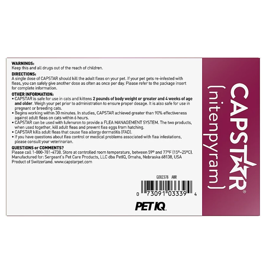 PetSmart Capstar Trade Flea Treatment for Cats - 6 Count, 2-25 Lb Fast-Acting Flea Control