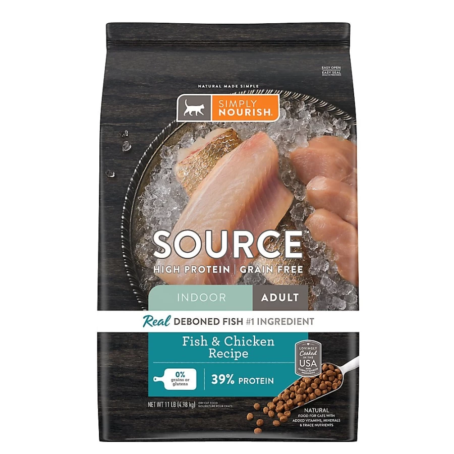 "PetSmart Simply Nourish Grain-Free High-Protein Indoor Cat Food with Fish & Chicken - Natural Dry Kibble"